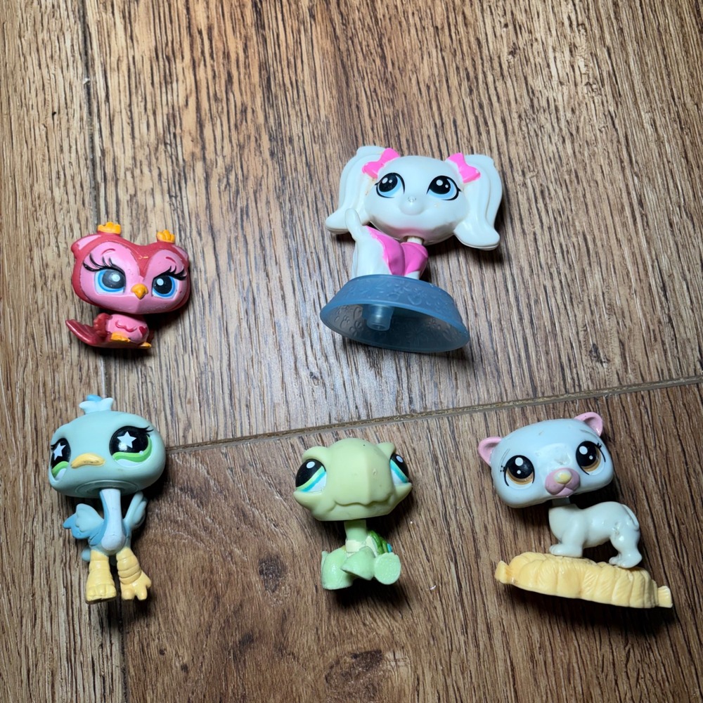 Littlest Pet Shop Lot of 5 Figures LPS Ostrich Turtle Dog Owl Mixed Lot toys